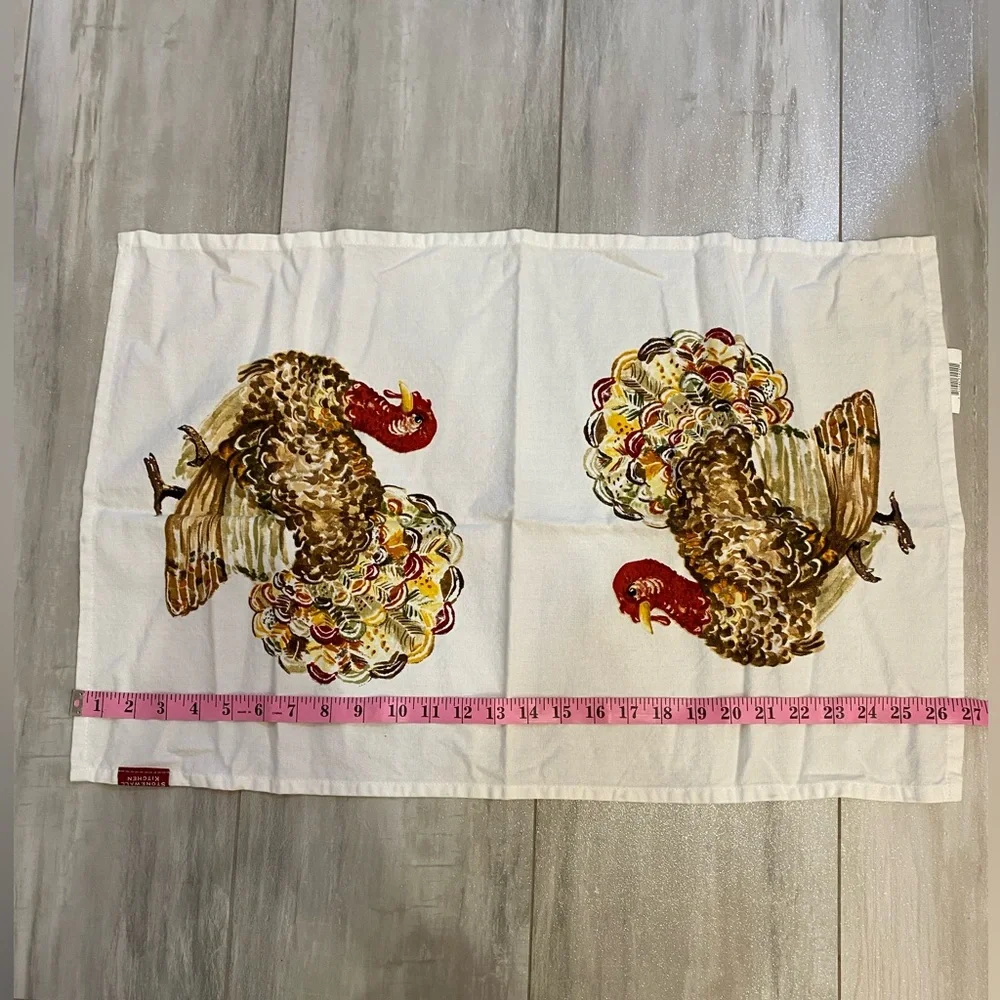 Double Thanksgiving Turkey Cotton Flour Sack Kitchen Hand Towel